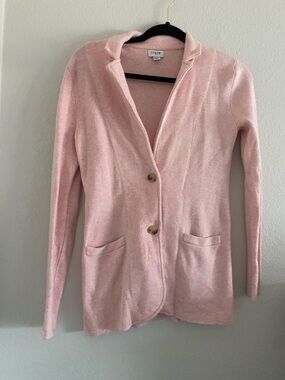 J Crew Jacket Blazer Knit Pink XXS Classic Office Preppy 100% Cotton